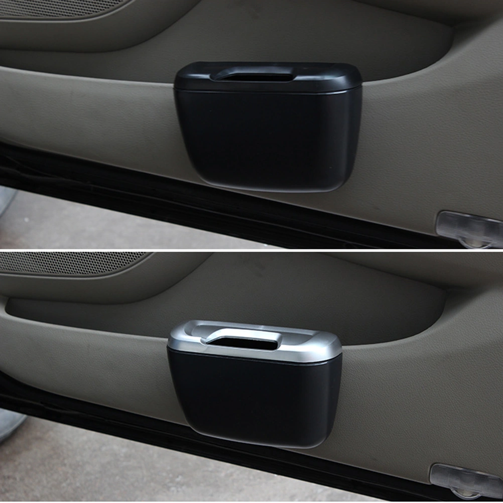 Car Door Side Garbage Bin Multi-function Universal Trash Can Portable Mini Car Garbage Can (Silver)