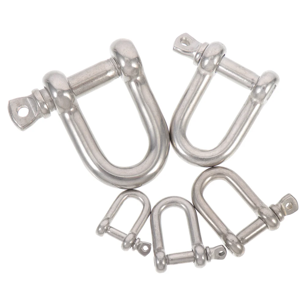 5Pcs D Ring Shackles Steel Chain Shackles Off-Road Shackle D Buckle Heavy D Ring