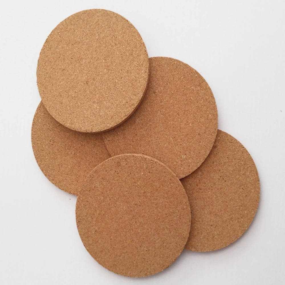 5pcs Cork Wood Cup Mats Skid Resistance Coasters Round Thicken Coasters Heat Insulation Cork Coaster