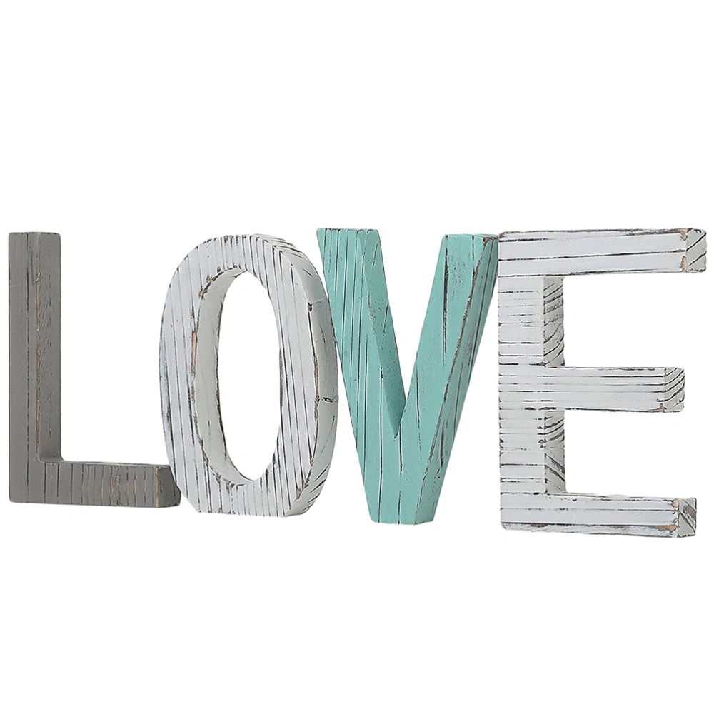 Distressed Wood Block LOVE Sign Rustic Style Decorative Wooden Cutout Letters