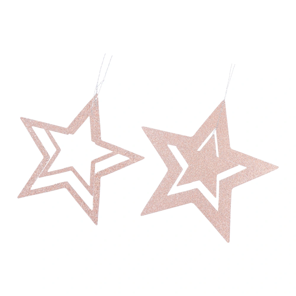 2 Sets Star Hanging Adornment Pentagram Hanging Ornament Hollow-out Star Decor