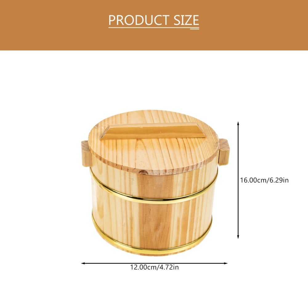 1 Set of Wooden Sushi Rice Bowl Lidded Rice Mixing Tub Cooked Rice Server