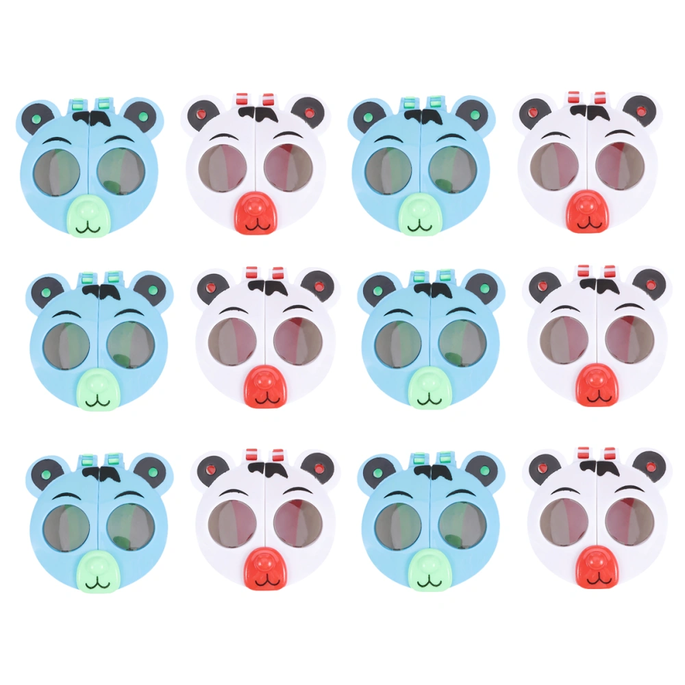 12pcs Cartoon Eyeglasses Foldable Eyewear Photo Props Panda Design Party Supplies Accessories for Kids Children (Random Color