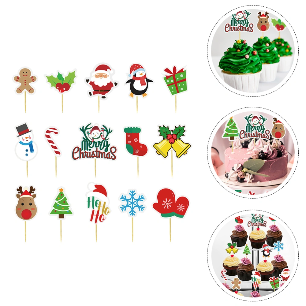 30Pcs Xmas Cake Baking Toppers Christmas Dessert Cake Decors (Assorted Color)