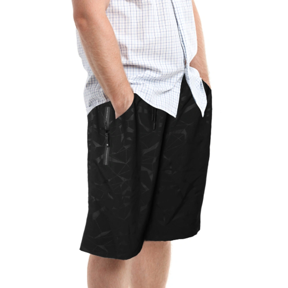 Black Fashion Leisure Beach Shorts Male Breathable Swim Trunks Sports Exercise Short Pants for Man Summer - Size XXXL