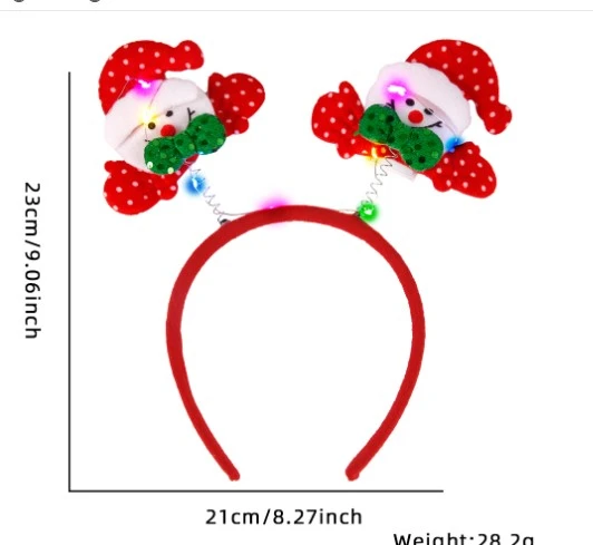 Christmas Headband Xmas Party Headdress Hair Accessory Christmas Hairband with Light