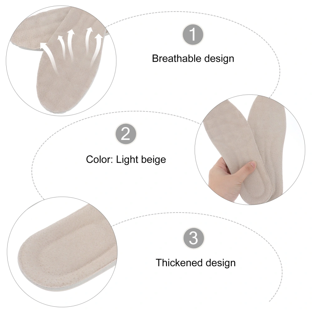 1 Pair Leather Heel Pads Absorption and Decompression Insoles Shoe Accessory for Heel Pressure Relieving (Size 39/40, Light Beige)