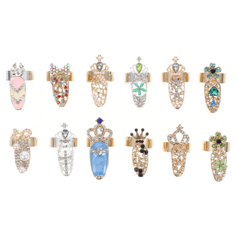 12Pcs Nail Art Decorations Nail Art Decor Nail Art Charms Manicure Knuckle Rings