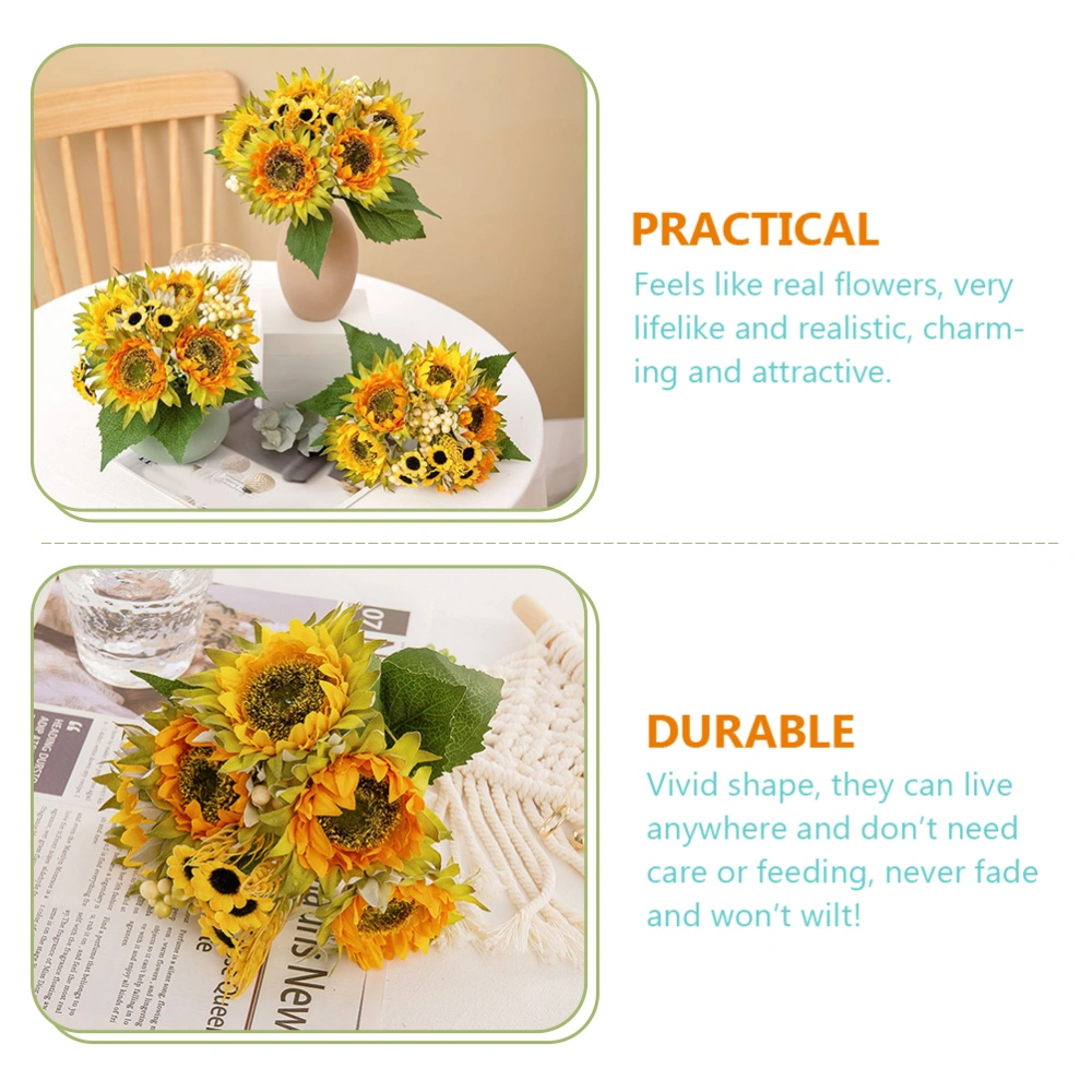 Artificial Sunflower Fake Flowers Bouquet Centerpieces Decor for Home Wedding