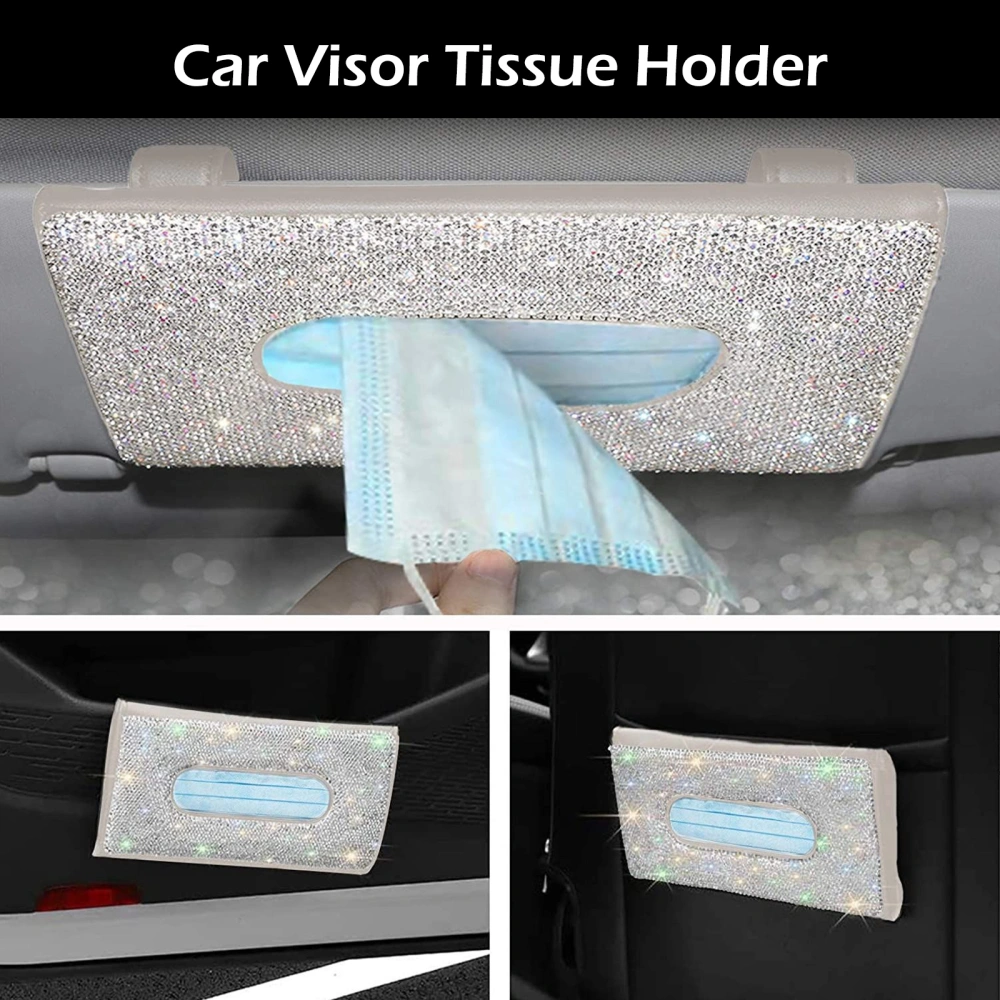 1pc Car Mounted Tissue Holder Sequins Decorative Sun Visor Napkin Holder