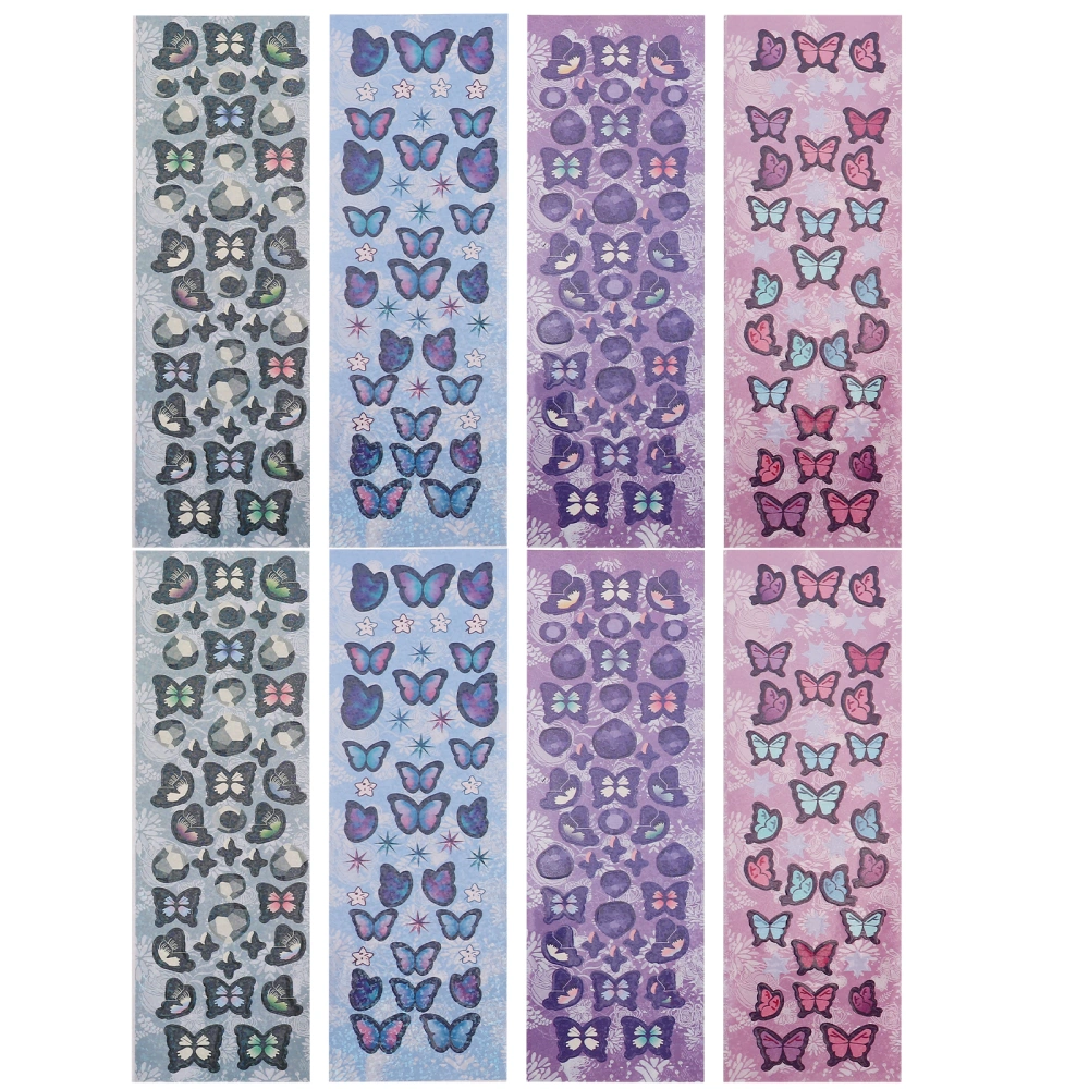 8 Sheets of Self Adhesive Stickers Water-proof Stickers Scrapbook Butterflies Decals