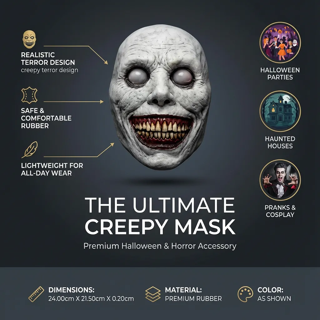 Creepy Halloween Mask Halloween Scary Mask Haunted House Mask Masquerade Party Mask