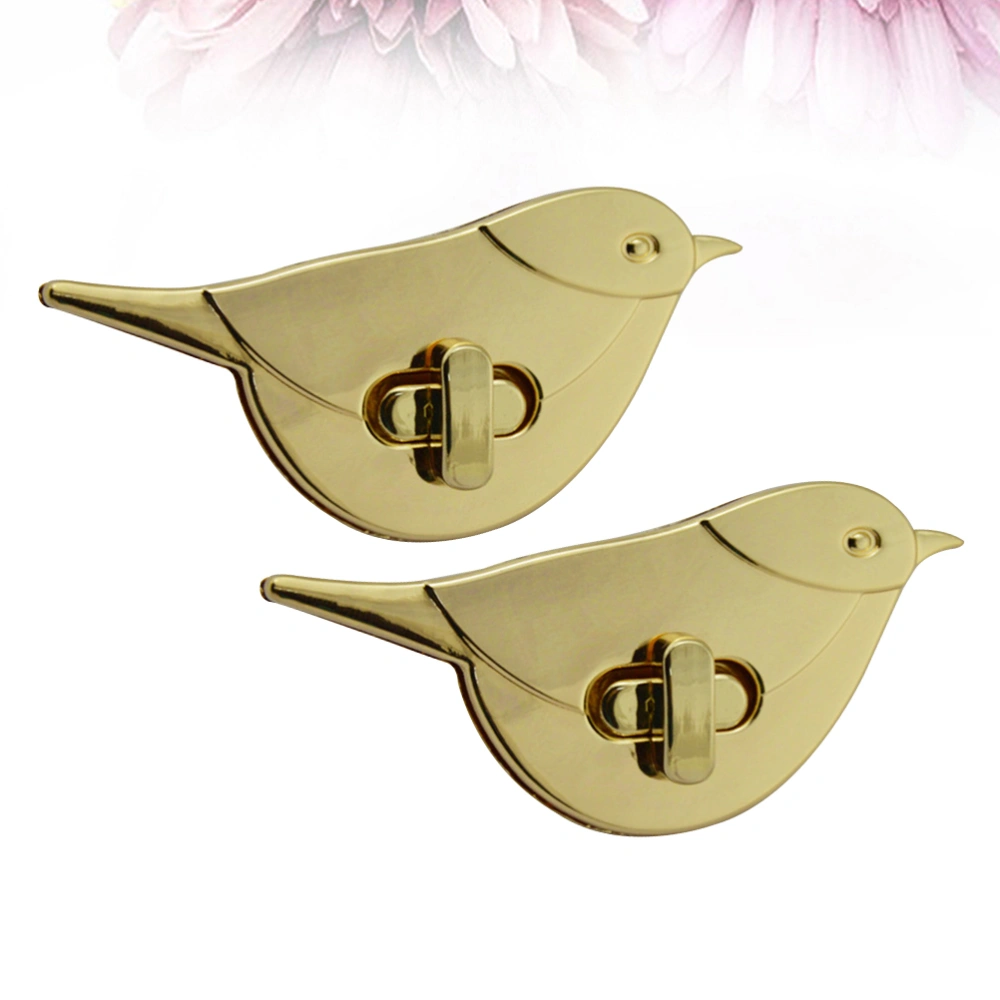 2Pcs Locks Bird Pattern Locks Purse Closure Turn Locks for Purses Clutches Bags Handbags (Golden)