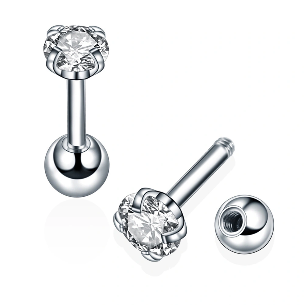 5 Pairs Stainless Steel Barbell Ear Cartilage Tragus Helix Stud Earring Piercing Surgical Steel Zircon Multicolor Ear Studs (Random Color)