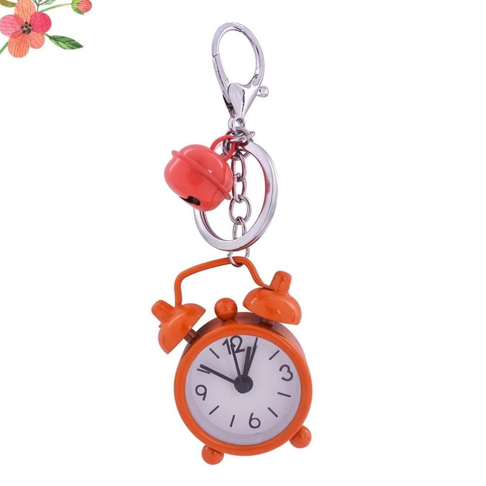 1PC Mini Clock Keychain Alarm Clock Keyring Creative Key Holder Bag Pendant Gift Key Chain for Students Orange