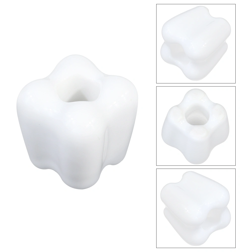 2Pcs Creative Tooth Shaped Toothbrush Holder Ceramics Storage Rack Novelty Toothpaste Stand for Bathroom (White)