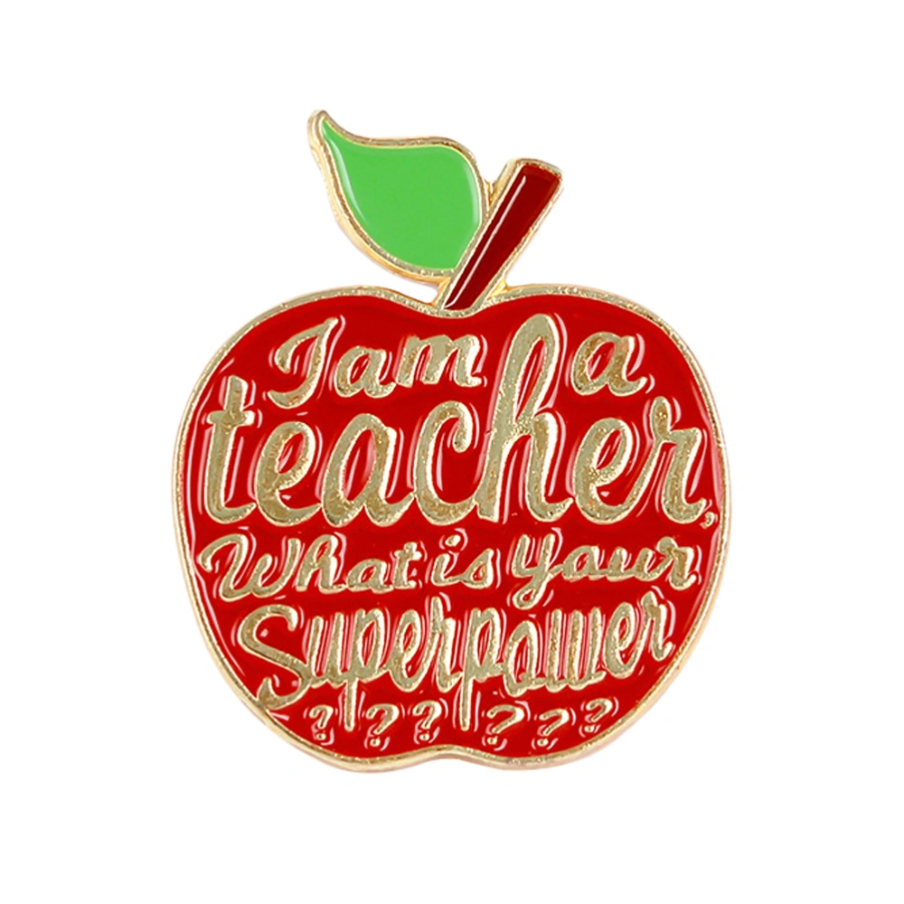 Creative Teacher's Day Brooch Gift Apple Shaped Clothes Pin Fashion Corsage Adorable Breastpin for Teacher (2544 Red)