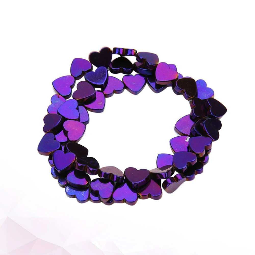 About 50 Pcs Plating Colored Stone Beads Semi-finished Hollow Heart Shape Chain Beads Creative Craft Beads for DIY Jewelry Accessories Bracelet Necklace (Purple, 6mm)