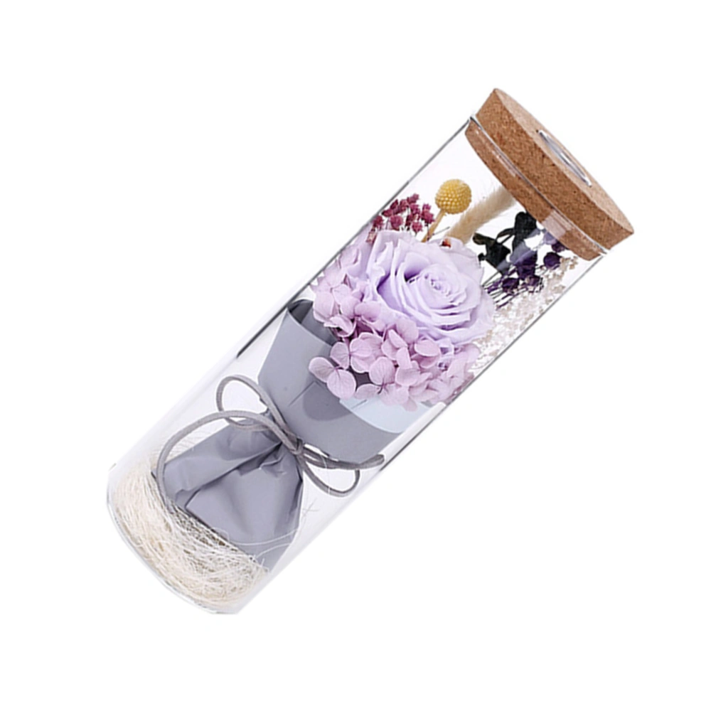 1pc Glass Shade Eternal Fresh Flower Wishing Bottle With for Gift (Purple)