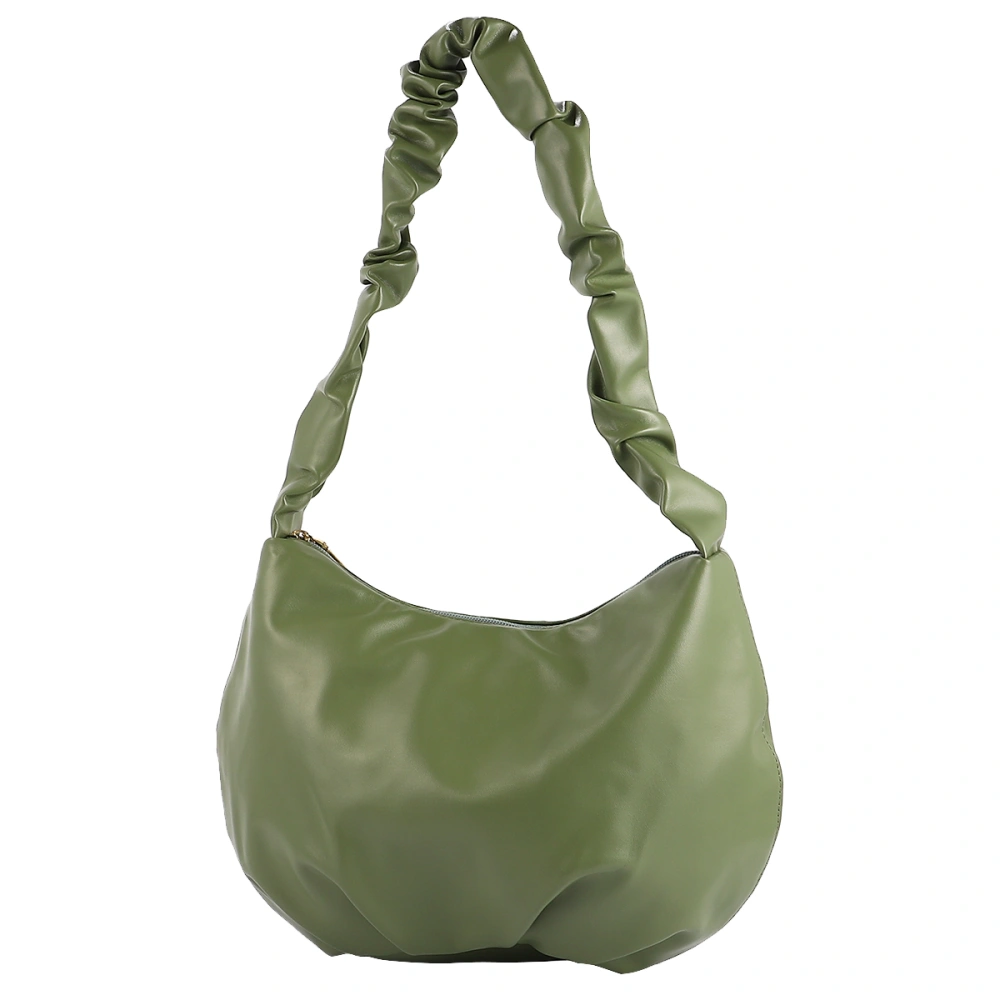 Pleated Design Shoulder Bag Fashion Zipper Tote Storage Bag Creative Storage Pouch All-match Handbag (Green)