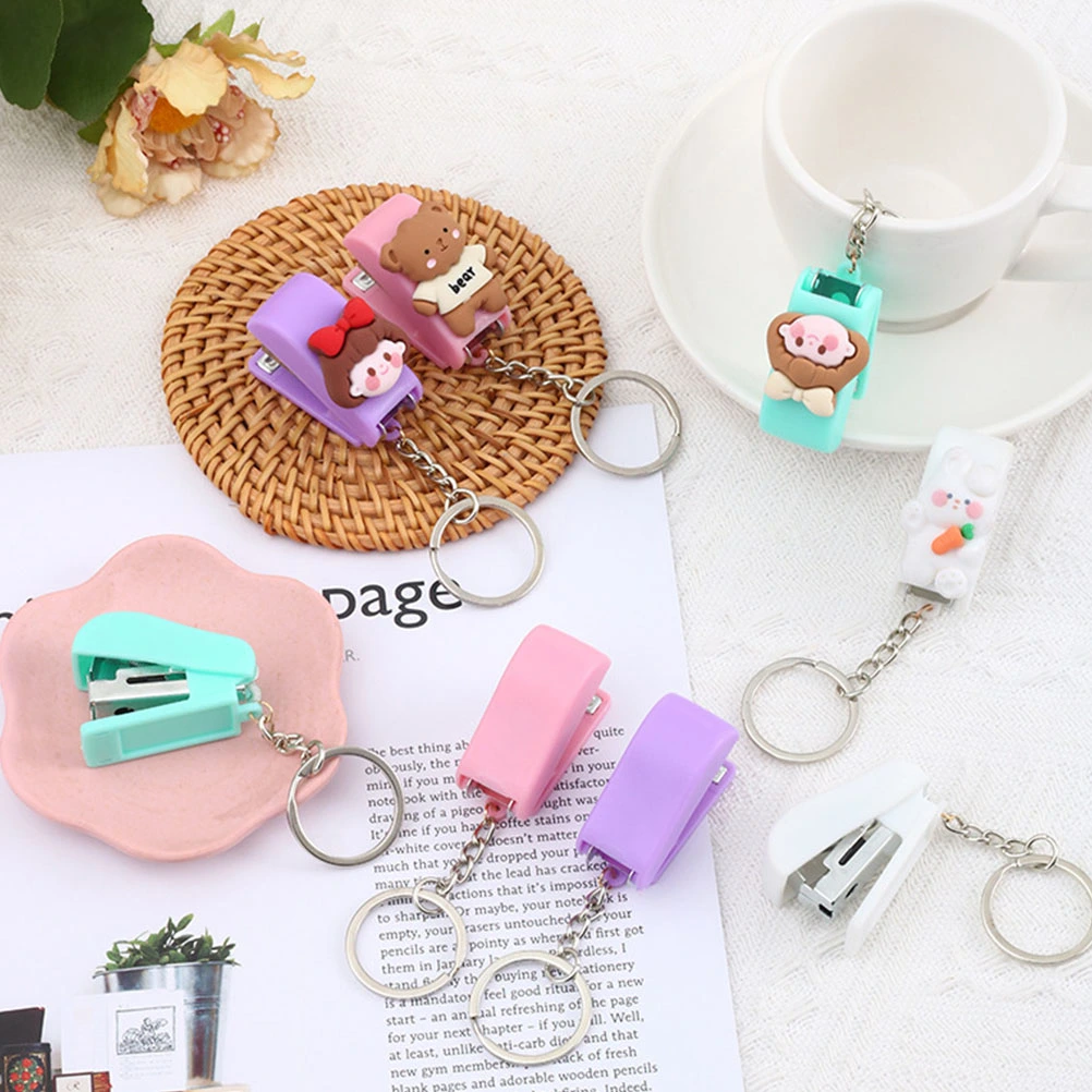 1 Set Hanging Stapler Keychain Stapler Book Binding Tool Key Chain Pendant for Office