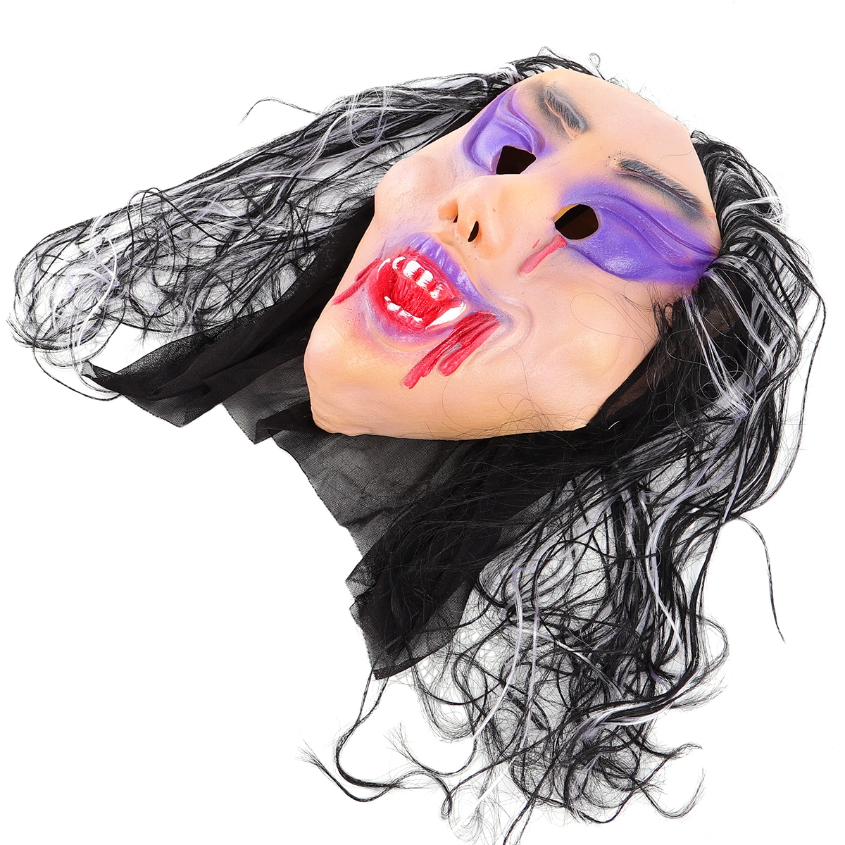 1pc Halloween Haunted House Creep Witch Mask Horror Head Cover Party Holder Halloween Props for Adults (Bloody Style)