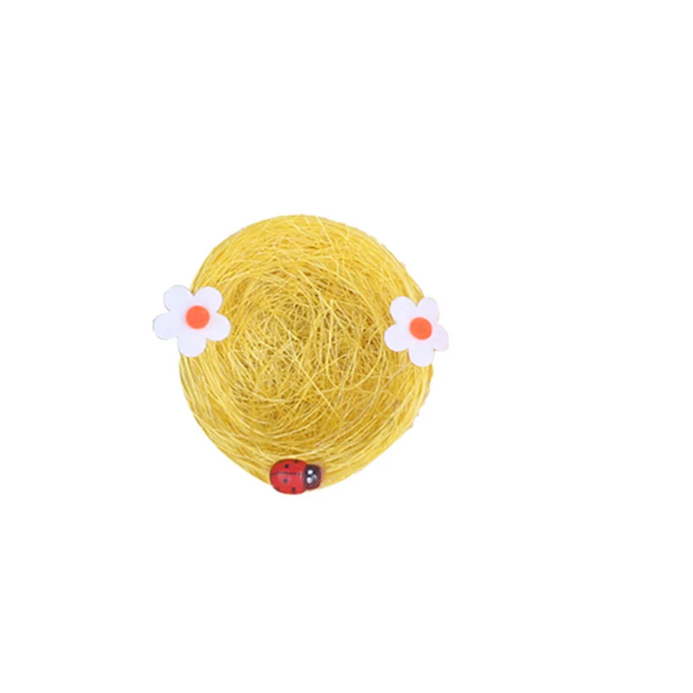 8pcs Easter Hemp Bird Nest Creative Bird Nest Ornament Artificial Bird Nest Decor (4pcs Orange, 4pcs Yellow)