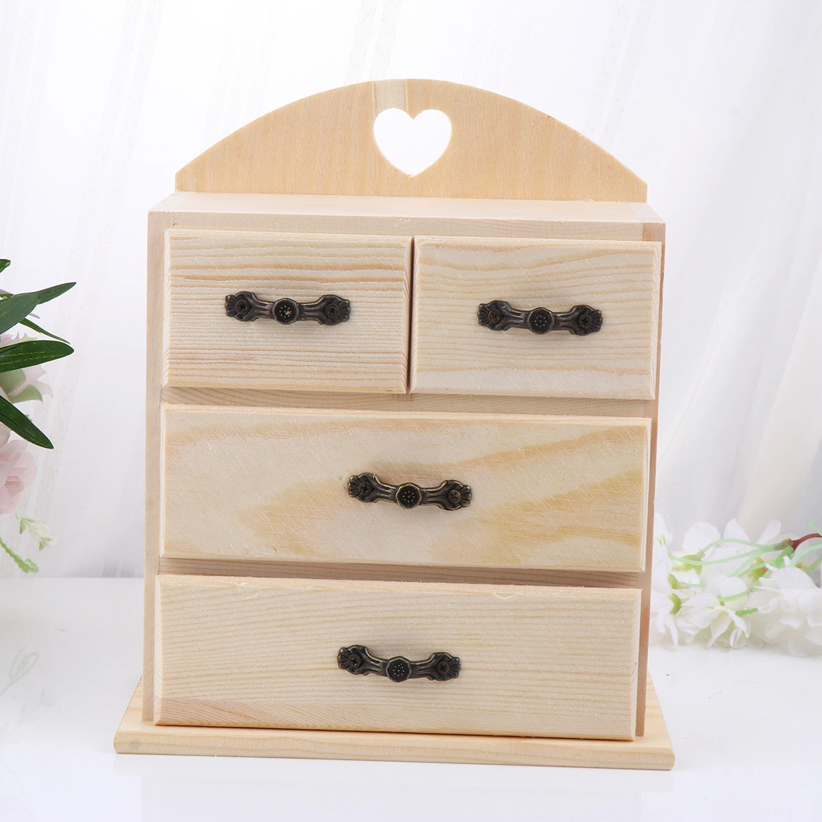 1pc Wooden Multifunctional Drawer Jewelry Box Handmade Jewelry Organizer Kids DIY Jewelry Box