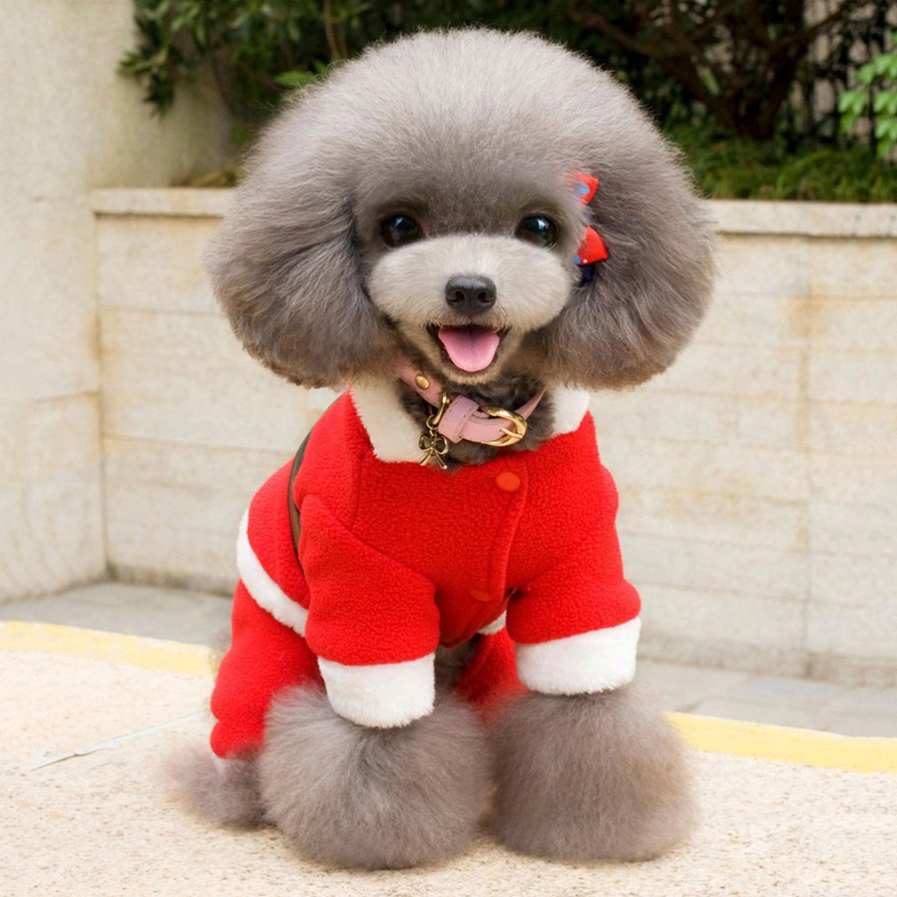 Pet Dog Clothes Santa Claus Shape Dog Apparel Christmas Costume Breathable Party Costume Pet Supplies Size S Red