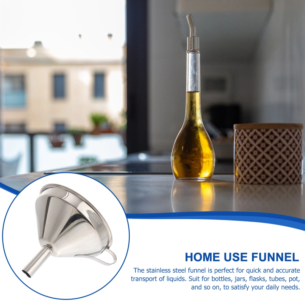 1 Set Home Use Stainless Steel Funnel All Purpose Wine Oil Transferring Funnel