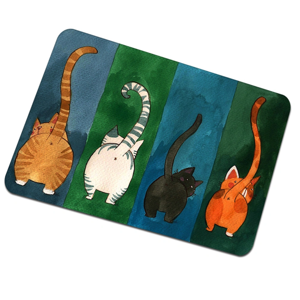 Doormat Anti Mud Floor Rug Cat Pattern Rubber Pad Non Washable Thin Door Mat for Indoor Outdoor