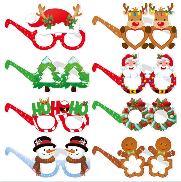 8pcs Christmas Party Glasses Unisex Paper Eyeglasses Holiday Party Decoration