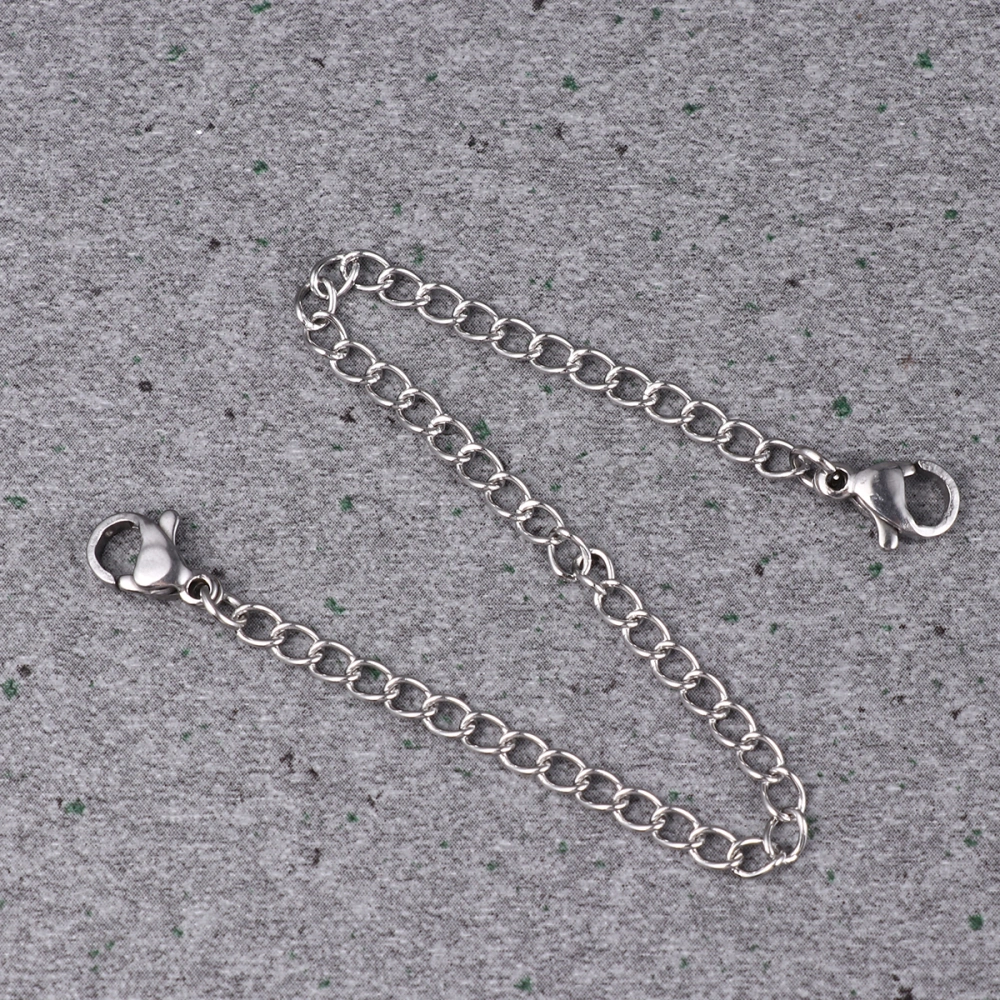 6pcs Stainless Steel Lobster Buckle Extender Chain Necklace Extension Chain for Jewelry Making Findings (Silver 50mm+75mm+100mm+125mm+150mm+25mm)