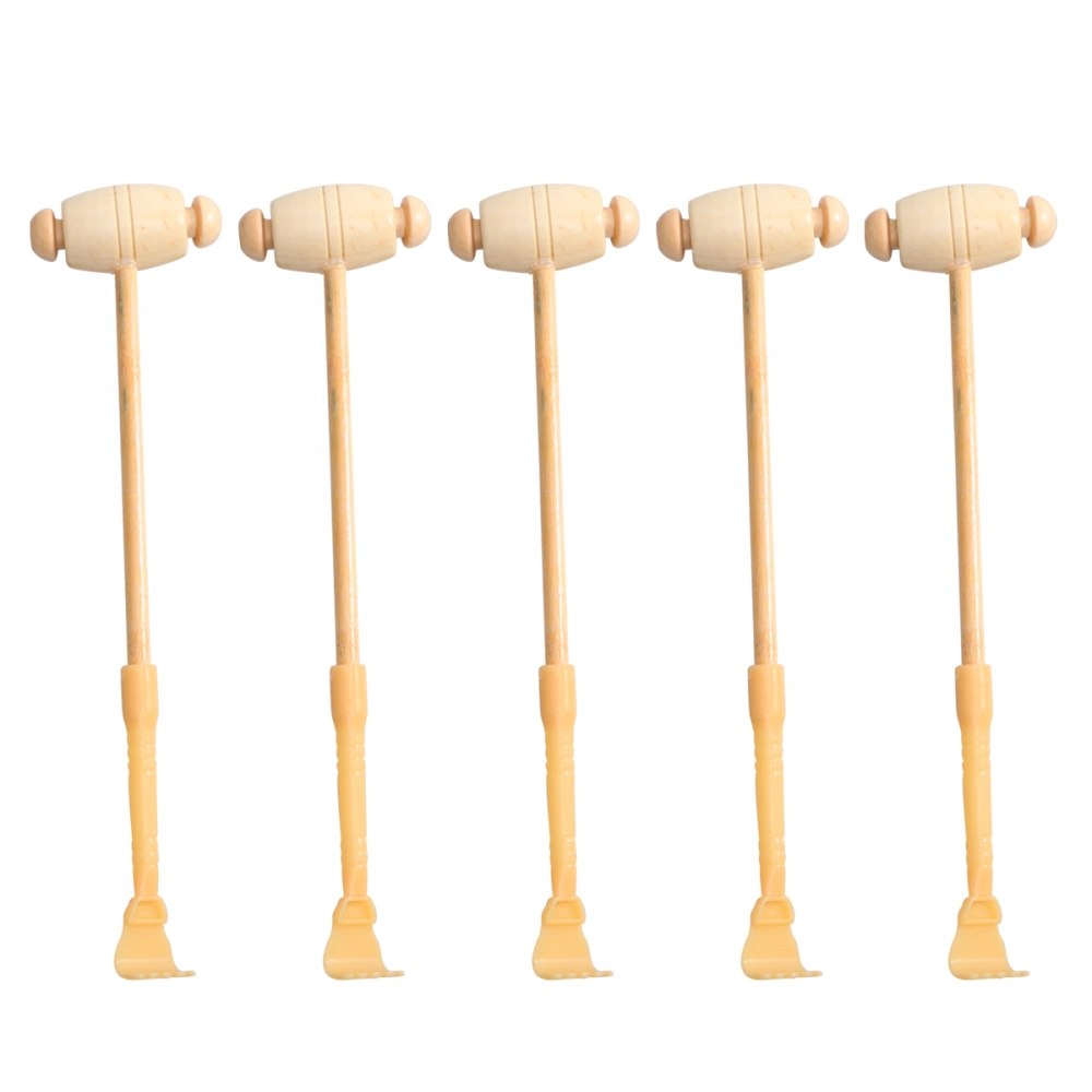 5Pcs Two-Headed Wooden Back Scratcher Massage Hammer Handheld Backscratcher Massager Back Scraper for Home