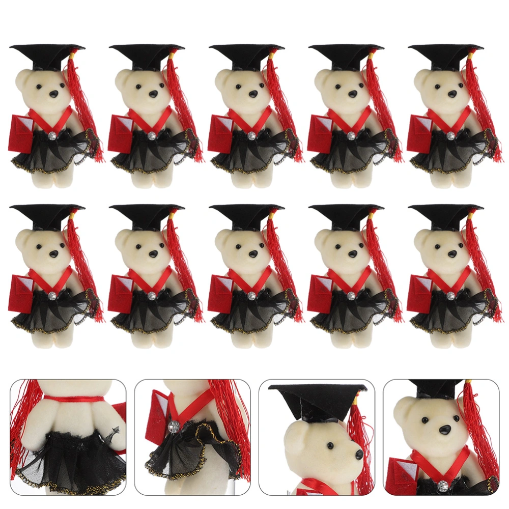 10Pcs Graduation Bear Dolls Flower Bouquet Material Graduation Season Decoration