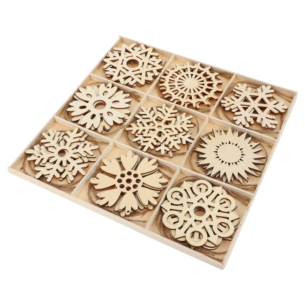 27Pcs Unfinished Wooden Chips Xmas Wooden Snowflakes Ornaments DIY Graffiti Chips