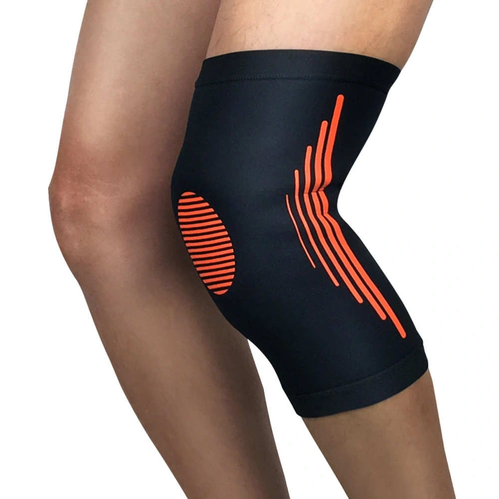 Compression Knee Brace Injury Recovery Training Knee Pads for Riding Running and Joint Pain Relief Size M(Black and Orange)