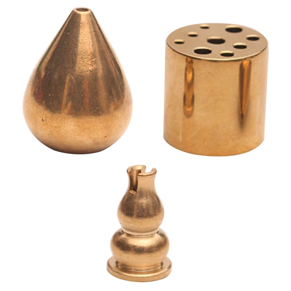 3Pcs Mini Incense Holders Decorative Censer Copper Incense Burner (Golden)