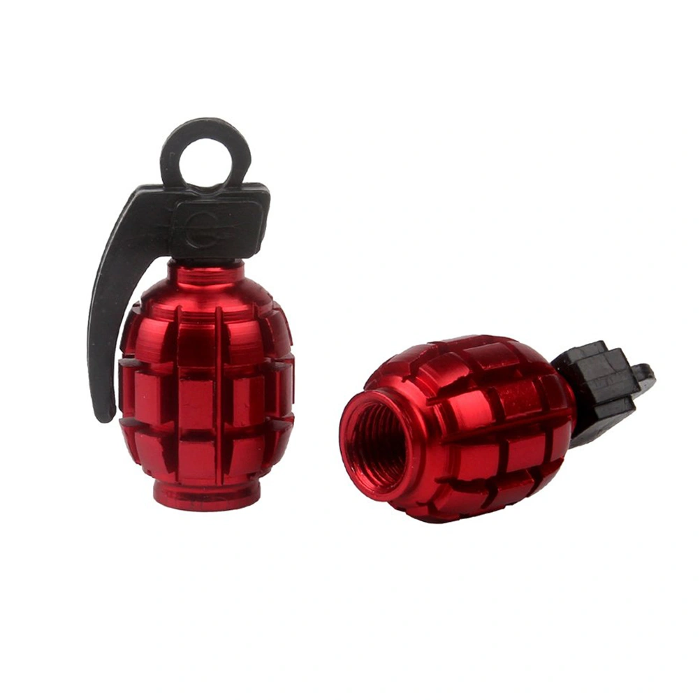 5pcs Aluminium Alloy Grenade Shaped Car Bike Motorcycle Tyre Dust Caps Cover (Red)