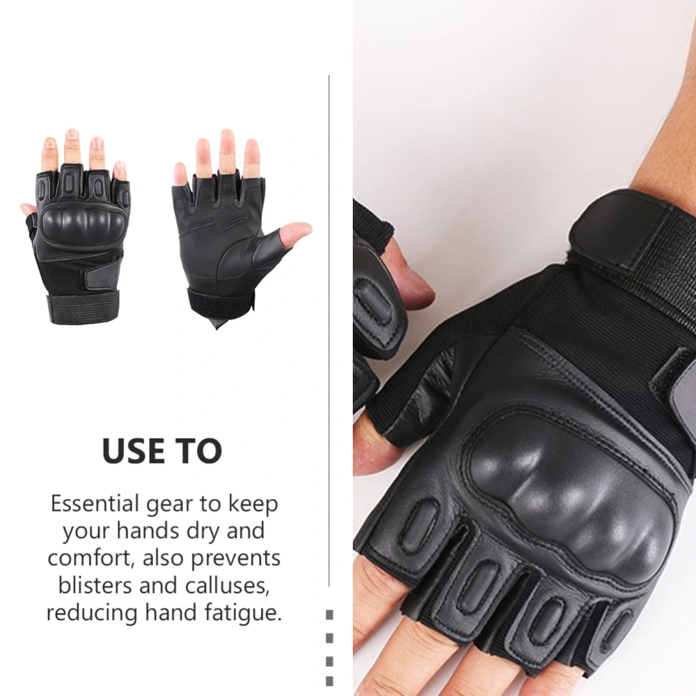 Special Forces Half Finger Paintball Gloves Gifted Outdoor Equipment Deformed Leather Protection Star Mitten(Black,XL)