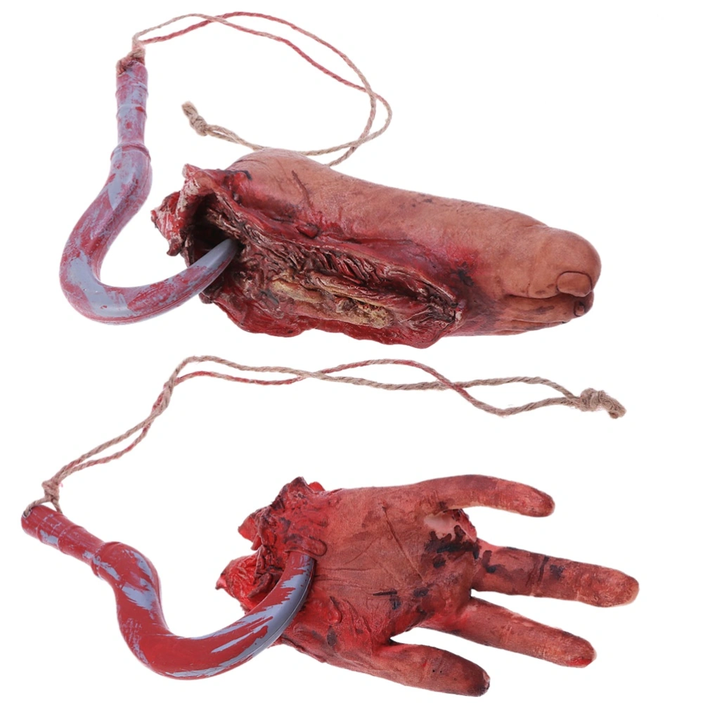 2PCS Chopped Human Parts Set Terror Props Broken Hand Broken Foot for Halloween (Skin Color)