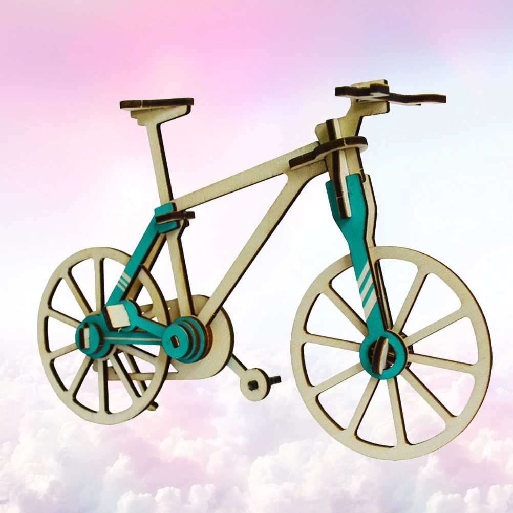 3pcs Wooden Puzzle Plaything 3D Puzzle Toy DIY Handmade Craft Puzzle Jigsaw Puzzle Model for Kids Children (Bike Pattern)
