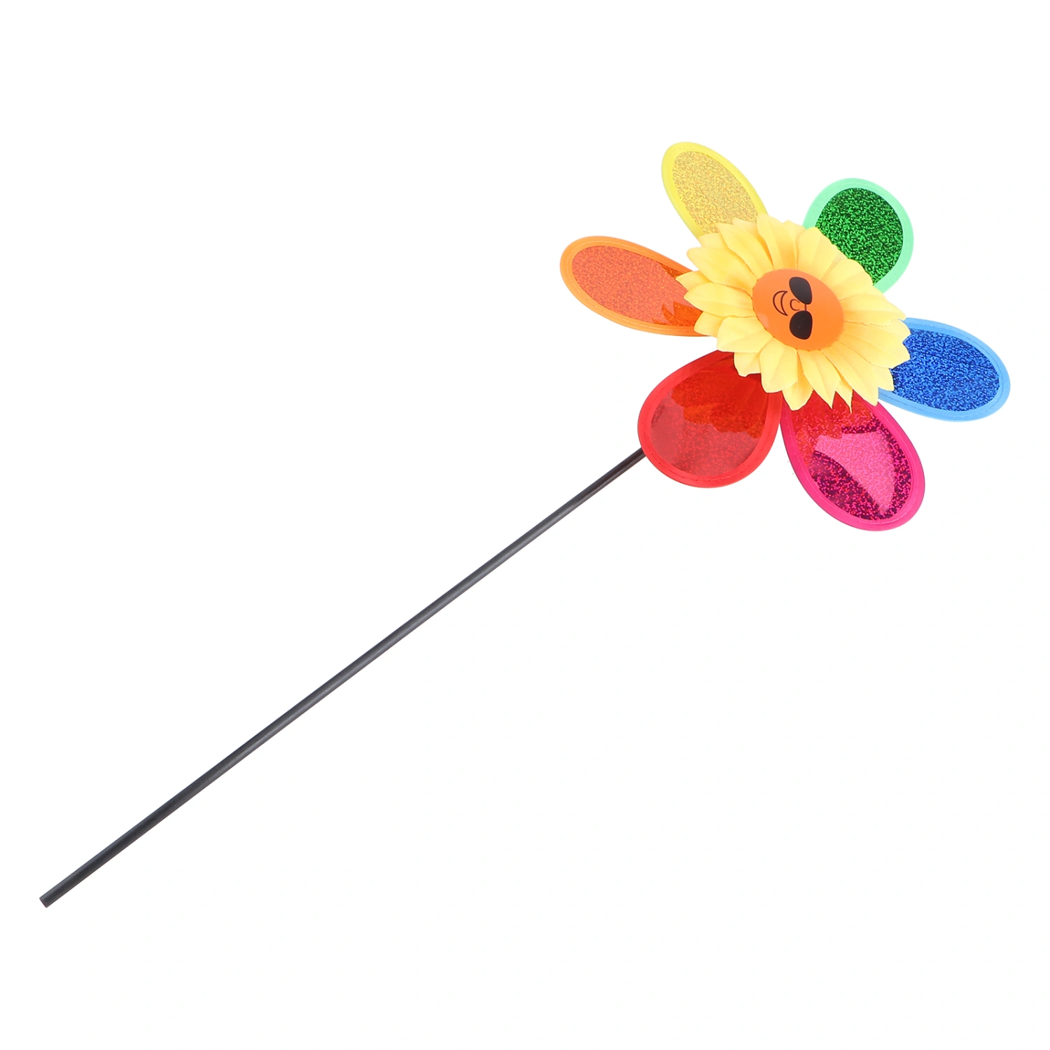 Colorful Sunflower Plastic Windmill Pinwheel Sequins Wind Kids Toy Garden Lawn Party Decor