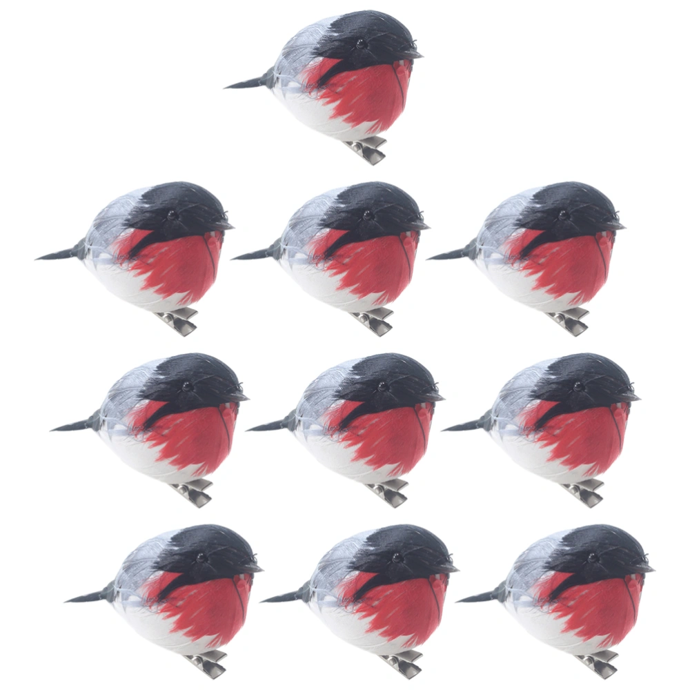 10Pcs Xmas Festival Decorative Accessory Xmas Birds Ornament with Clip