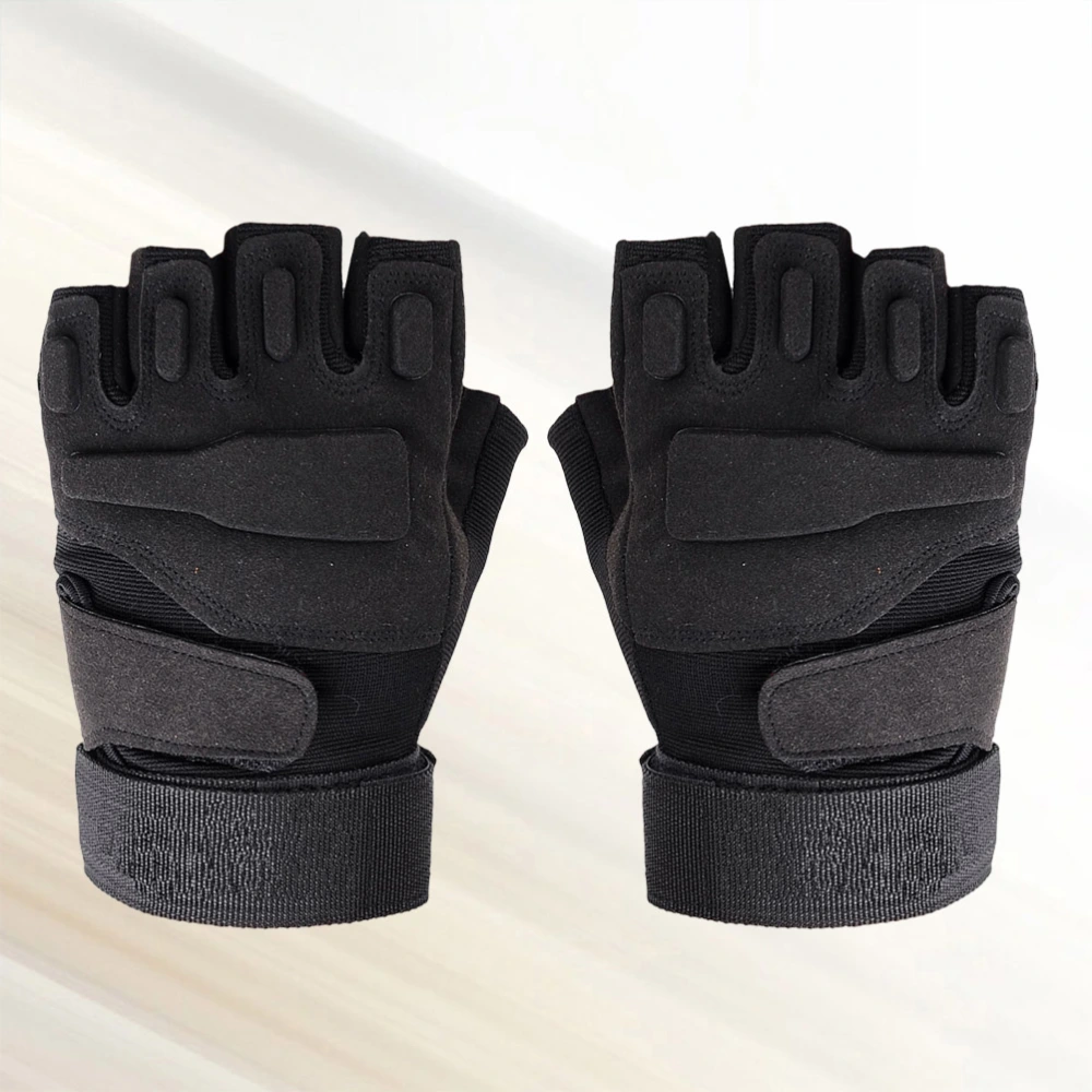 Half Finger Gloves Tactics Half Finger Gloves Outdoor Sports Protective Gloves Warm Gloves (Black Size S)