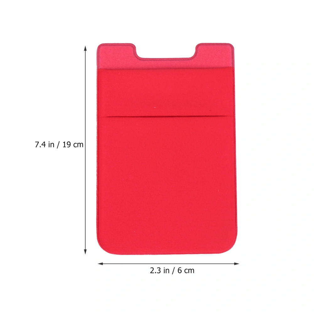 2pcs Double Layer Phone Pouch Adhesive Holder Cell Phone Back Patch Pocket Cover (Red)