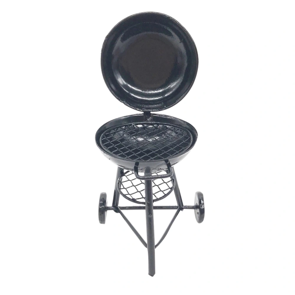 Circular Oven Model Iron Grill Outdoor Scene Ornament for Mini House Decoration