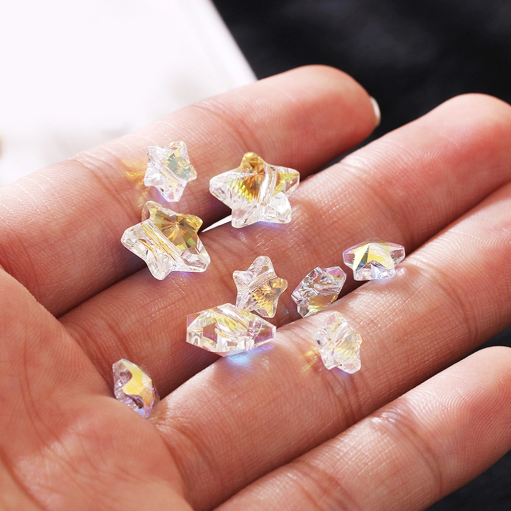 100PCS 14mm Glass Five-Pointed Star Pendant Charms DIY Jewelry Making Accessories for Necklace Bracelet