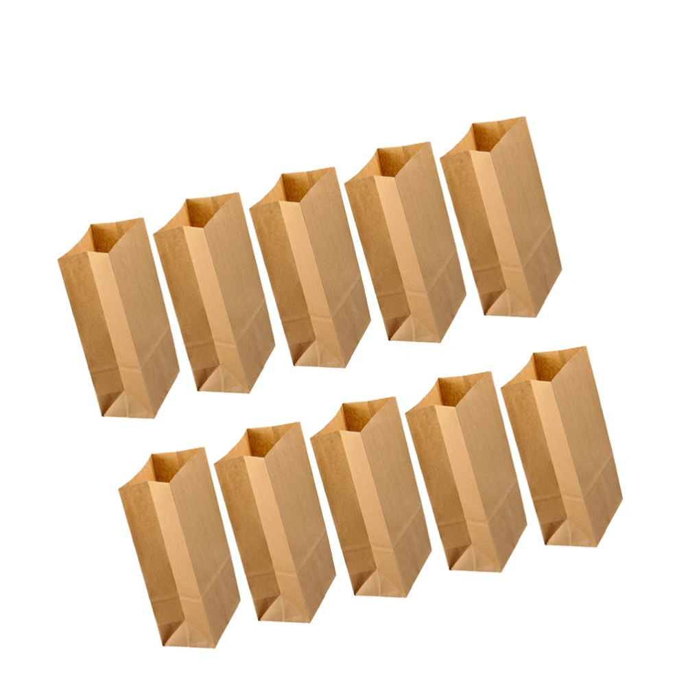 100PCS Kraft Paper Bags Breakfast Square Bottom Paper Bags Candy Food Paper Bags Baking Dessert Party Packaging Bags Bread Food Wrapper