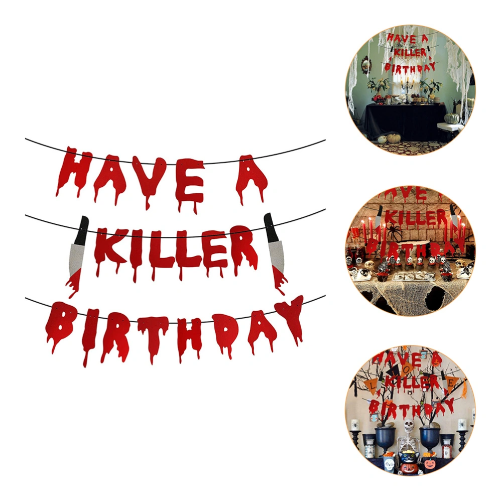 1 Set Have a Killer Birthday Banner Halloween Themed Party Decoration Pendant